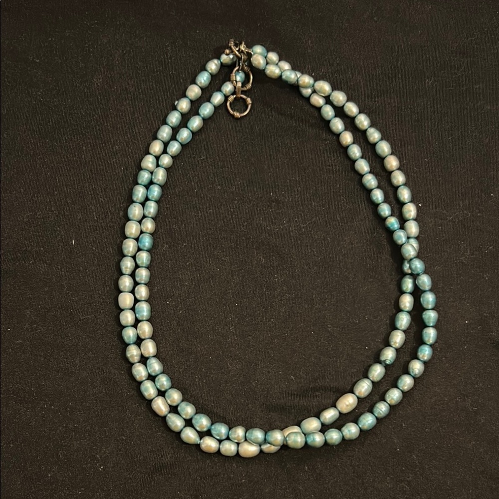 Blue Double-Strand Fresh Water Pearls Necklace